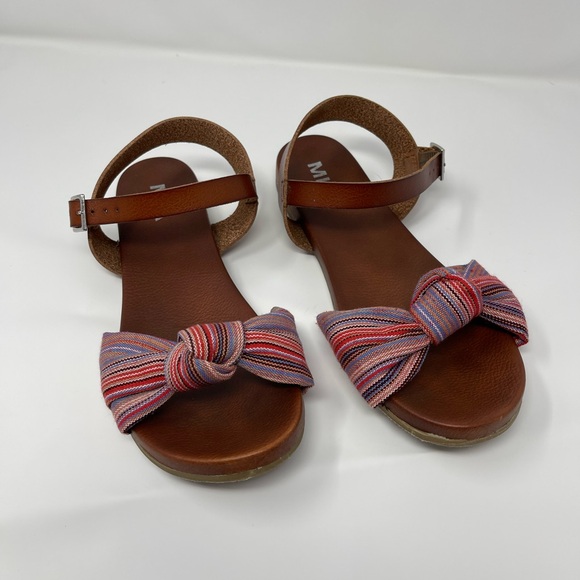 MIA Shoes - MIA Addilyn Womens Size 8 Brown Leather Bow Sandals Ankle Strap Flat Boho Summer